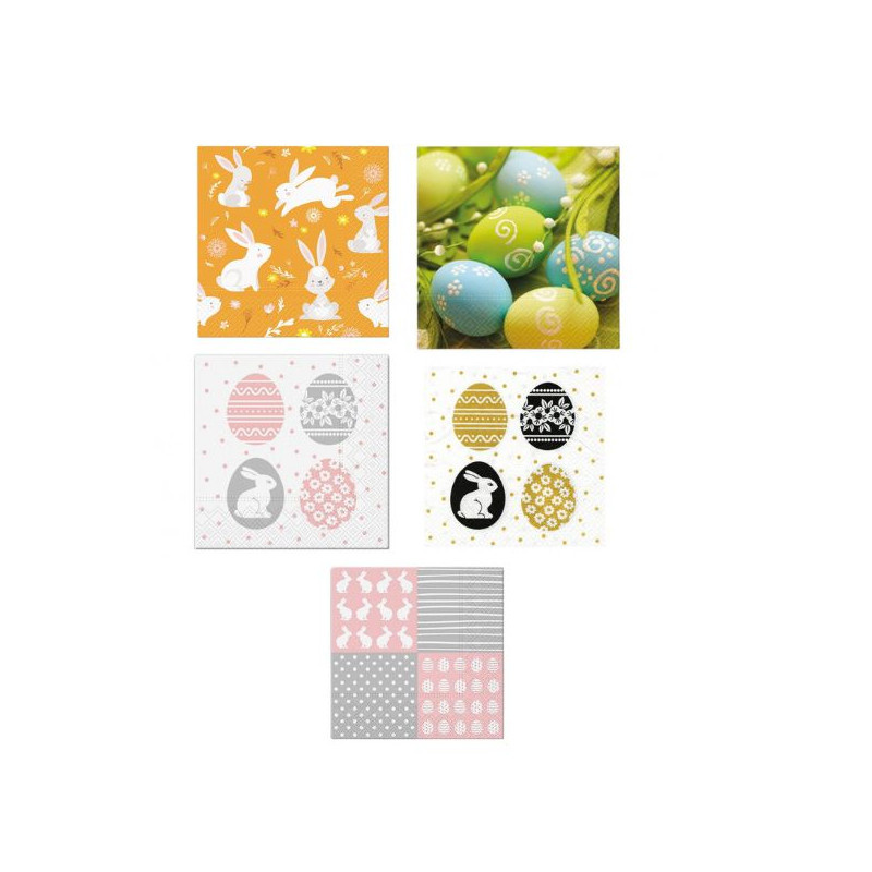 Velikonoční ubrousky mix motivů - 3vrs. / 33 x 33 cm / 20ks