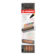 Liner STABILO® point 88 Click set se stojánkem - 10 ks