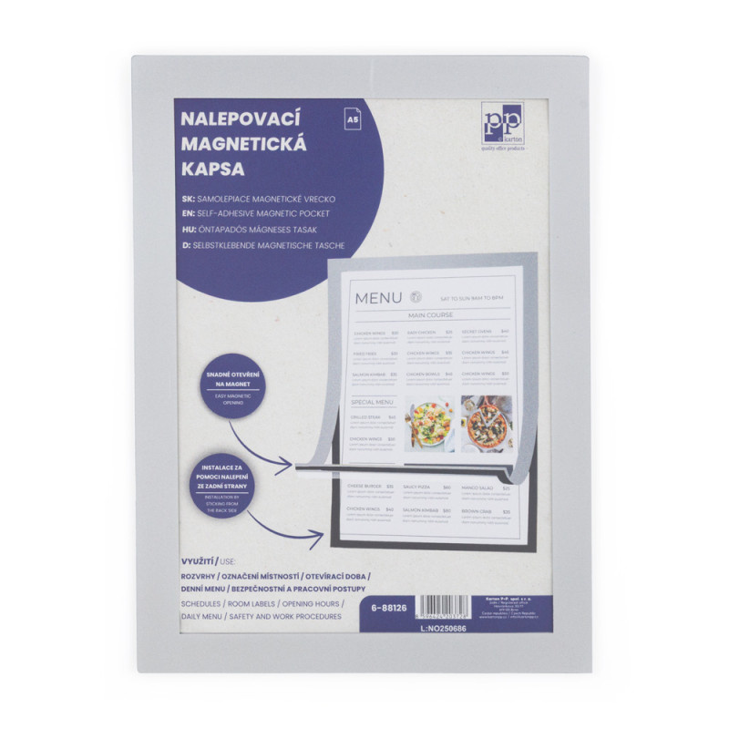 Kapsa nalepovací magnetická A4 - stříbrná