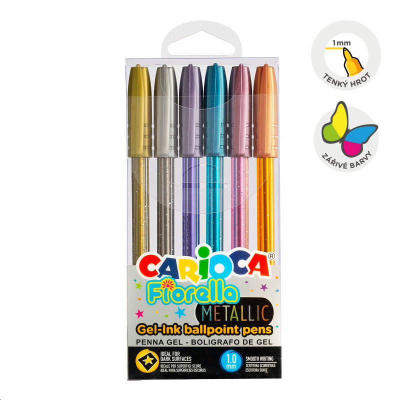 Gelový roller Carioca Fiorella - 6 ks / mix metal