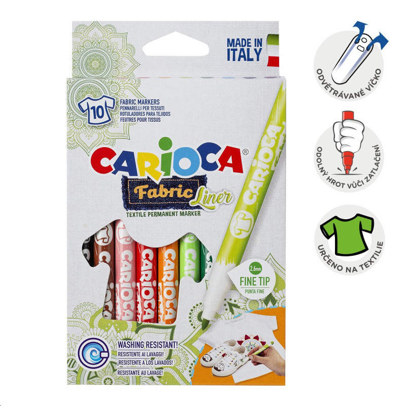 Popisovače Carioca na textil - 10 ks