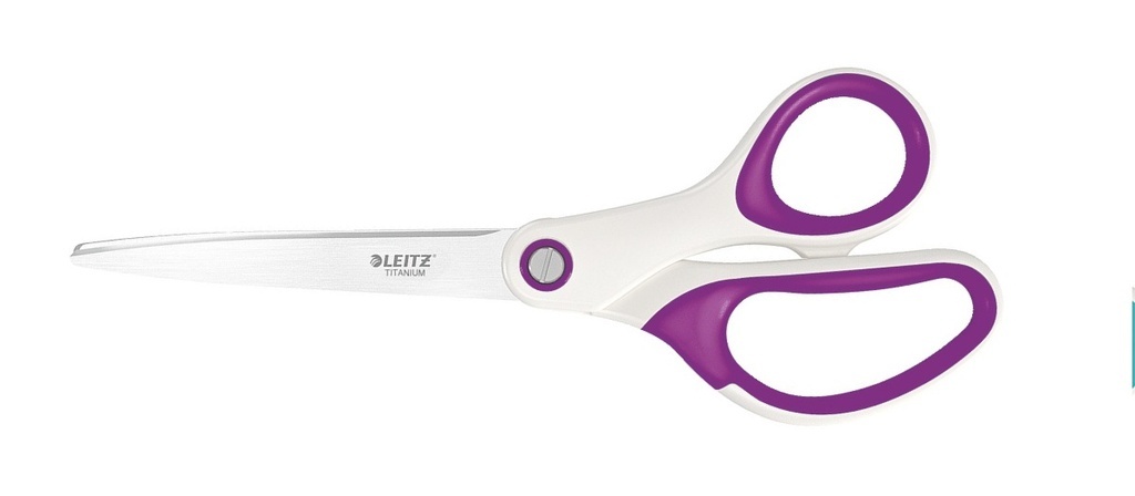 Nůžky Leitz WOW kancelářské titanové 20,5 cm / bílo-fialová