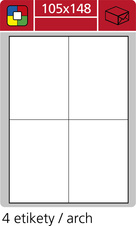 Print etikety A4 pro laserový a inkoustový tisk / 30 archů - 105 x 148 mm (4 etikety / arch)