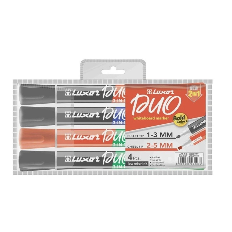 Popisovač Luxor DUO 2-in-1 33000 whiteboard - sada 4 ks
