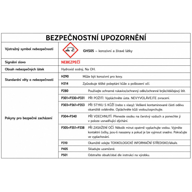 Hydroxid sodný krystalický čistič odpadů 1 kg
