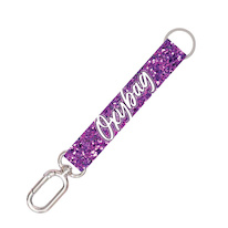 Klíčenka krátká s karabinkou - Purple glitter