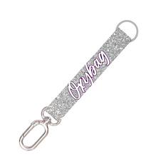 Klíčenka krátká s karabinkou - Silver glitter