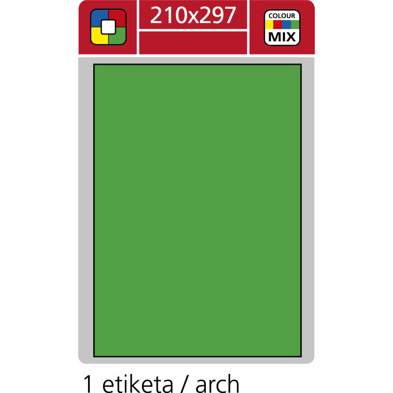 Print etikety A4 pro laserový a inkoustový tisk - 210 x 297 mm (1 etiketa/ arch) zelená