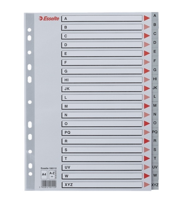 Rozdružovač A4 plastový šedý Esselte - A - Z