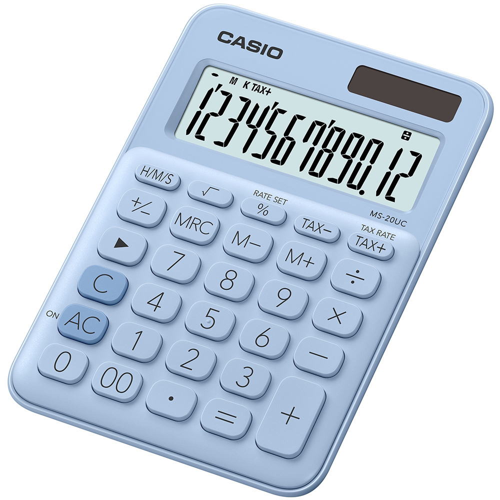 Casio MS 20 UC stolní kalkulačka displej 12 míst sv.modrá