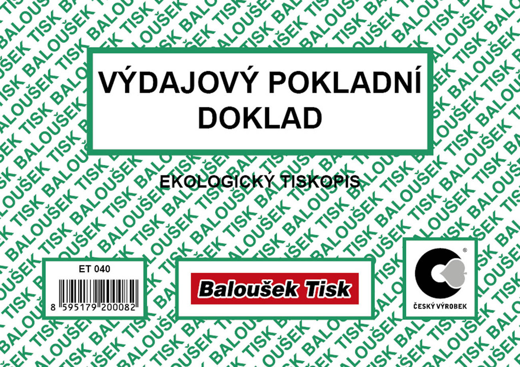 Výdajový pokladní doklad Baloušek A6 / nečíslovaný / 50 listů / ET040