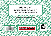 Příjmový pokladní doklad i pro podvojné účetnictví Baloušek A6 / nečíslovaný / 50 listů / ET030