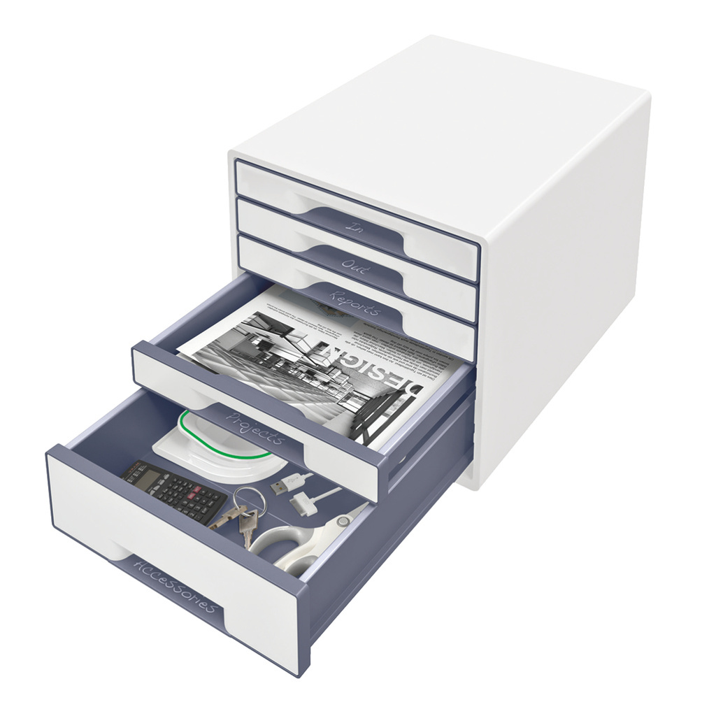 Zásuvkový box Leitz WOW - 4+1 zásuvky / šedá