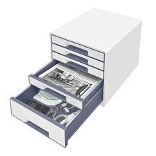 Zásuvkový box Leitz WOW - 4+1 zásuvky / šedá