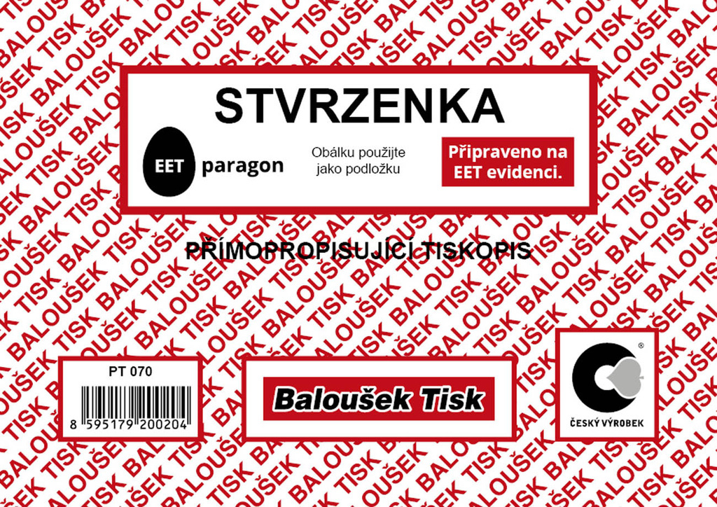 Baloušek stvrzenka - A6 / 50 listů / NCR / PT070