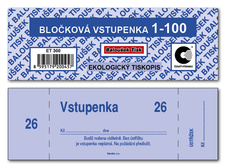 Bločkové vstupenky Baloušek 133 x 39 mm / 1-100 / 4 odstíny barev / ET300