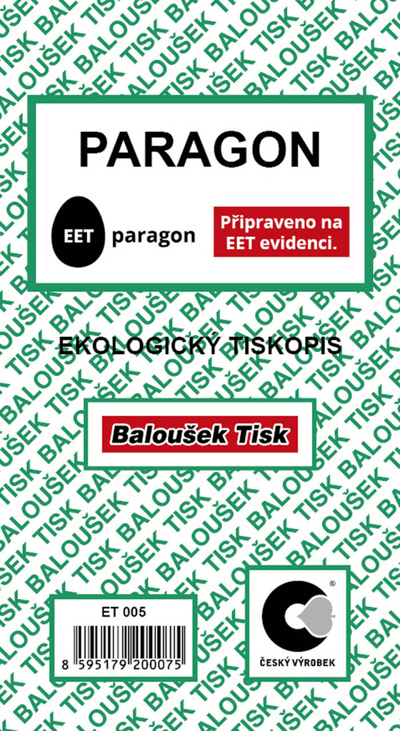 Baloušek paragon blok - 80 x 150 mm / nečíslovaný / 50 listů / ET005