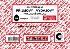 Univerzální příjmový a výdajový pokladní doklad Baloušek A6 / nečíslovaný / 50 listů / NCR / PT060