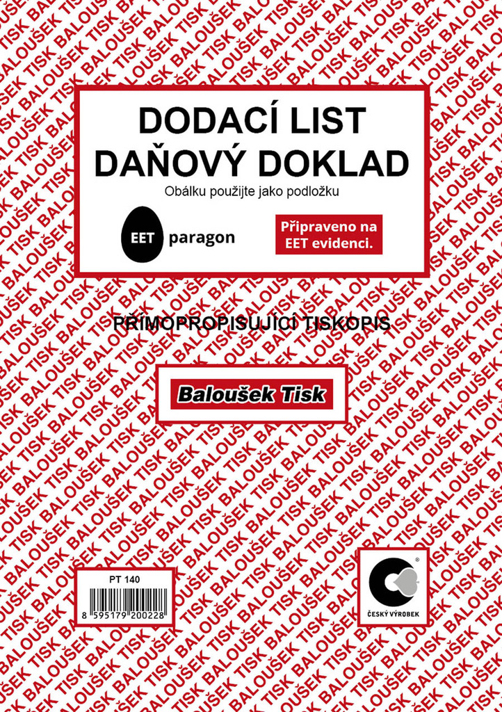 Baloušek dodací list daňový doklad - A5 / 50 listů / NCR / PT140