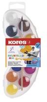 Vodové barvy Kores Akuarellos - MINI / 12 barev / průměr 25 mm + štětec
