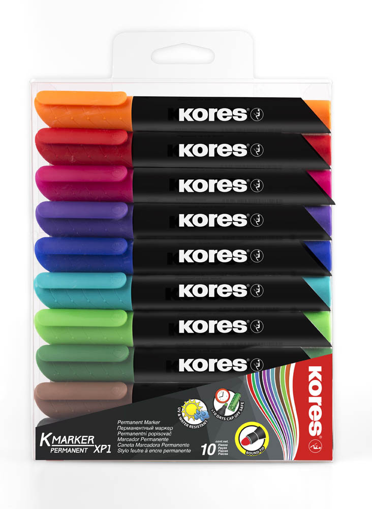 Popisovač Kores K-Marker Permanent - sada 10 ks / kulatý hrot