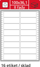 Tabelační etikety s vodící drážkou - 100 x 36,1 mm dvouřadé 400 etiket / 25 skladů