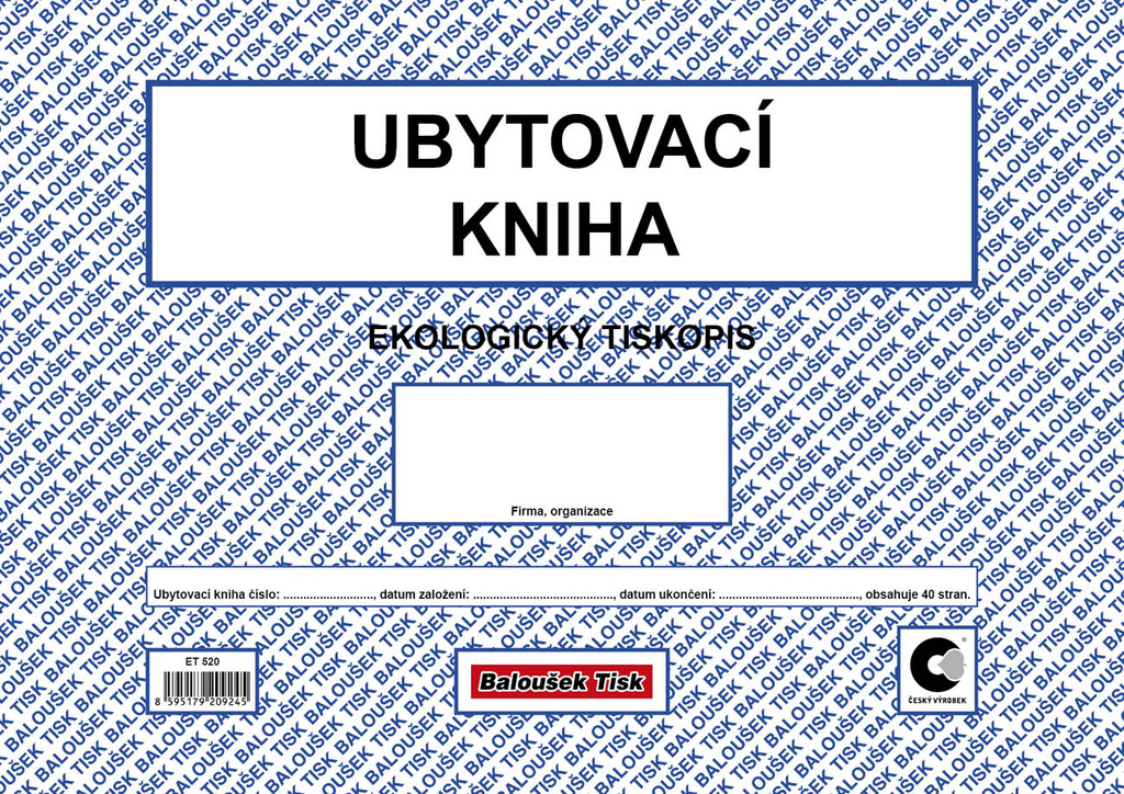 Ubytovací kniha Baloušek A4 / 40 stran / ET520