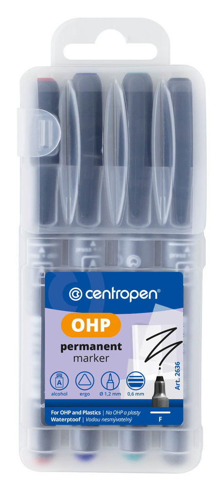 Popisovač Centropen Permanent OHP 2637 / sada 4 ks
