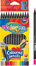 Pastelky Colorino trojhranné černé dřevo / 12 barev + ořezávátko