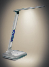 Lampa LED stmívatelná s displejem - lesklá bílá