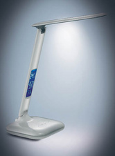 Lampa LED stmívatelná s displejem - lesklá bílá
