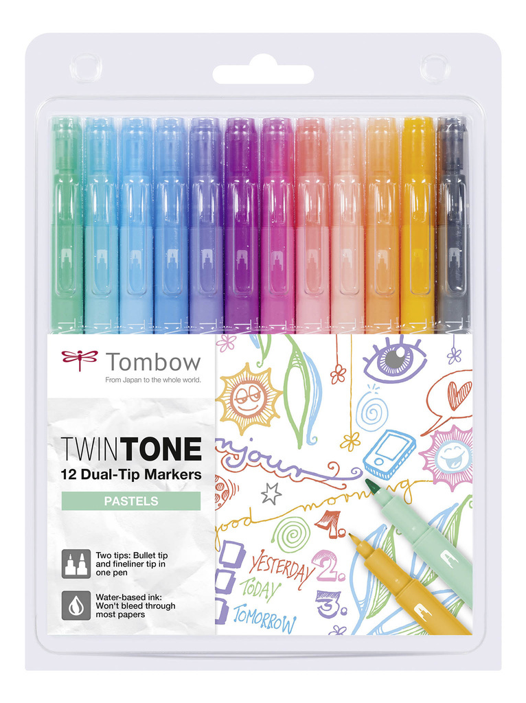 Tombow WS-PK-12P-2 TwinTone popisovače 12 ks Pastel