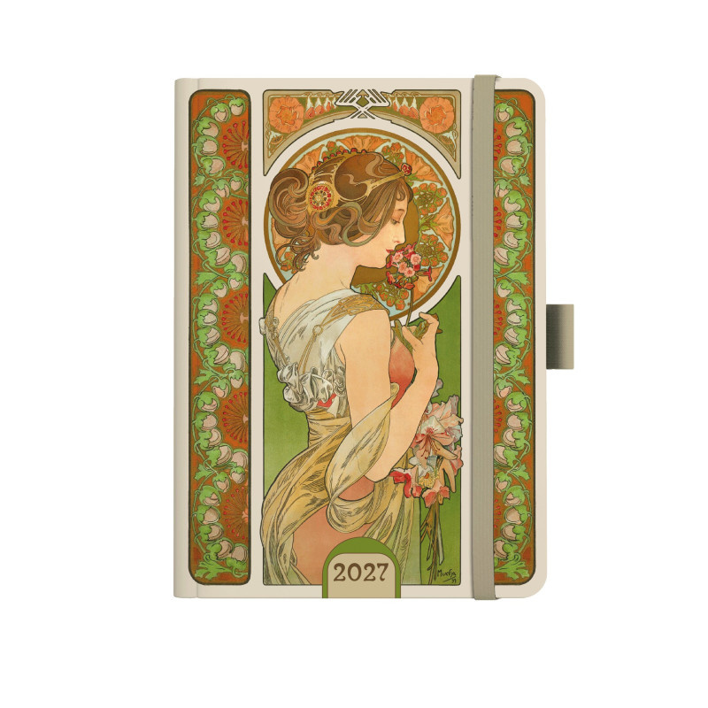 Diář Alfons Mucha - A5 / denní / zelená