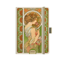 Diář Alfons Mucha - A5 / denní / zelená
