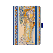Blok Alfons Mucha premium - A5 / linka / modrá